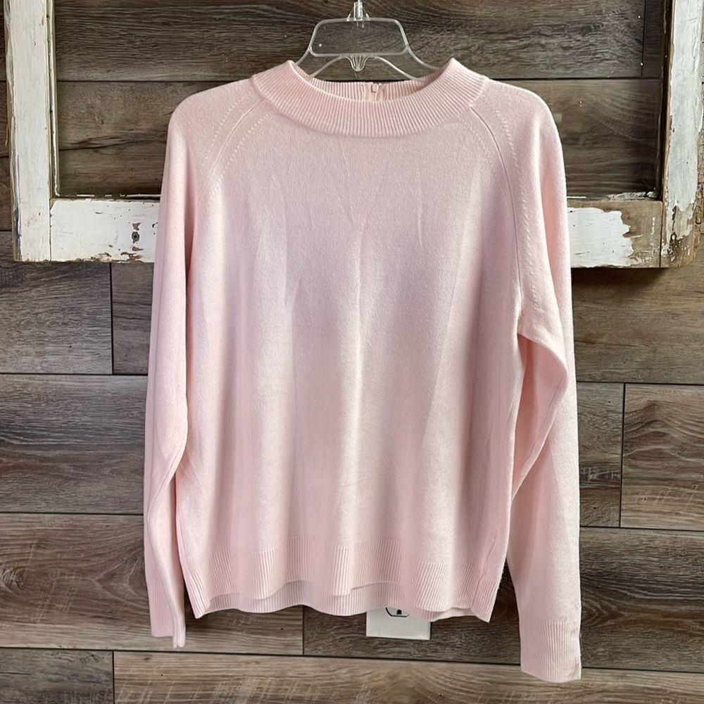 MERCER STREET STUDIO Ladies Pink Crew Neck Zip Back Pullover Sweater Size XL